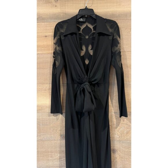 ETRO Cutout Tulle & Crepe Tie Front black Gown dress  6US / 42IT - Picture 7 of 16